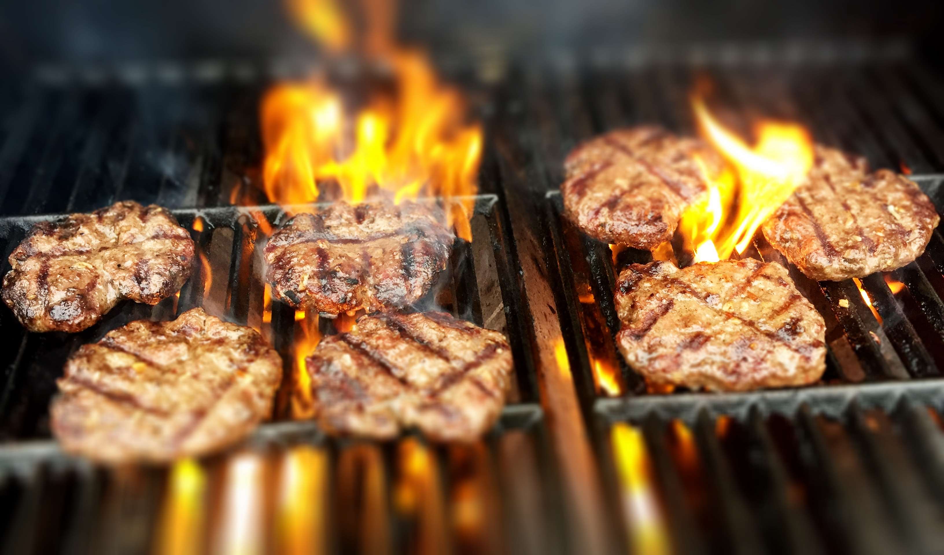 burgers, fire, grill, grilling wallpaper