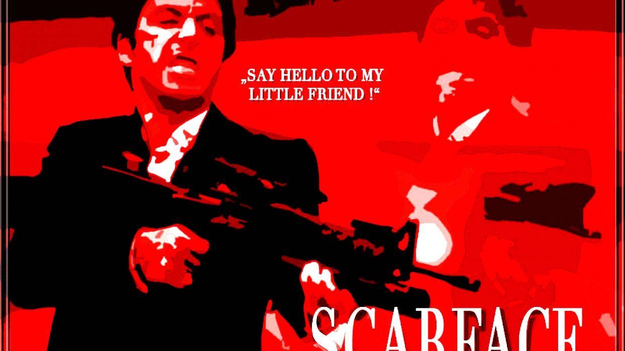 SCARFACE crime drama movie film poster weapon gun dark wallpaperx900