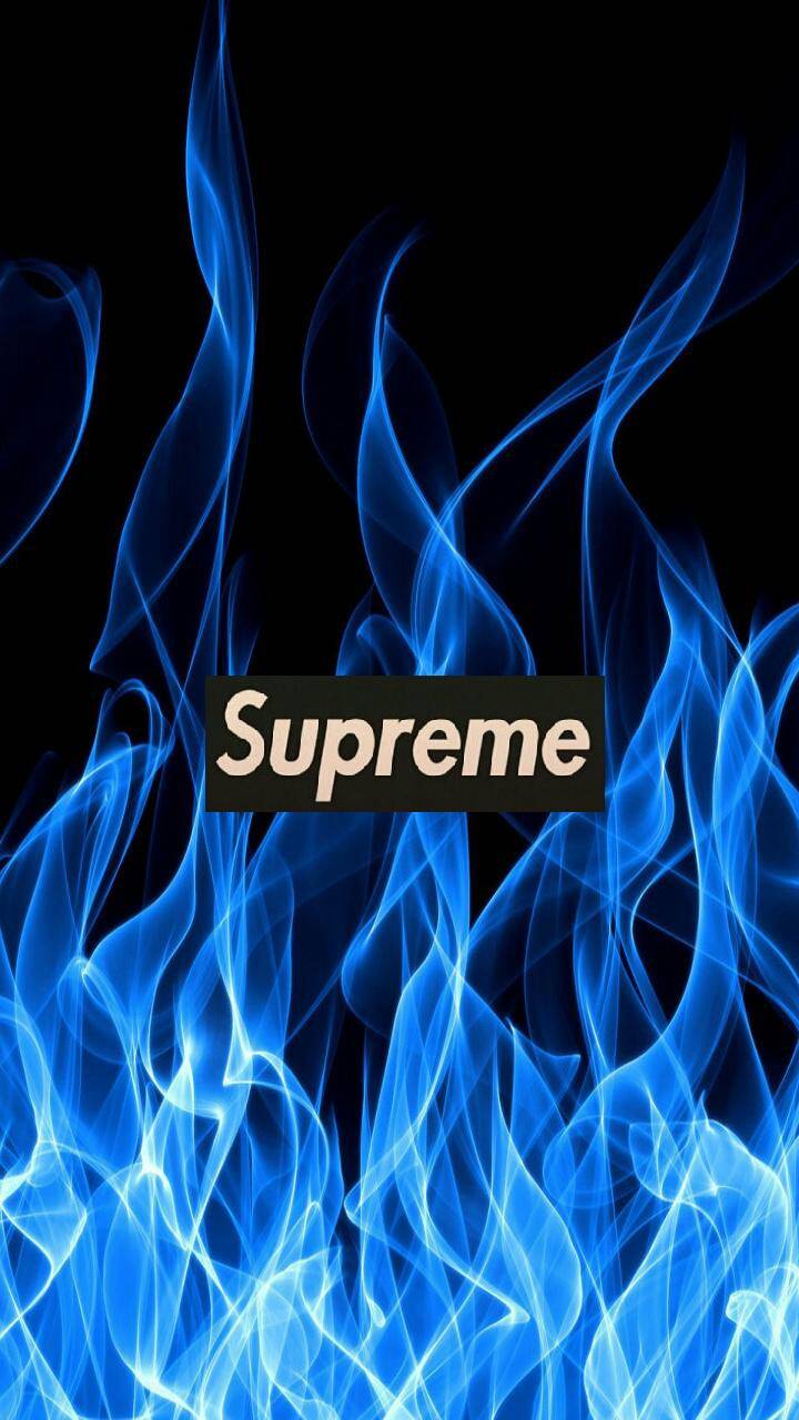 Supreme fire blue Wallpaper