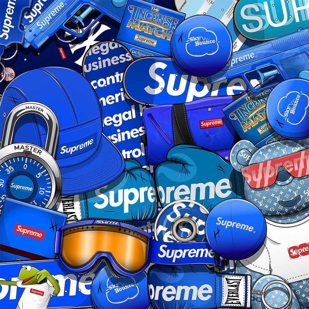 Supreme, Blue, Logo Wallpaper Download