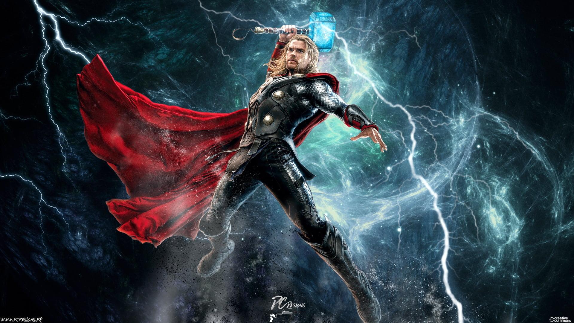 Thor painting, Thor, Chris Hemsworth, Marvel Comics, comics