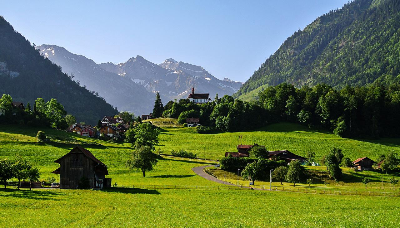 Photo Switzerland Flueli Nature mountain Meadow Landscape