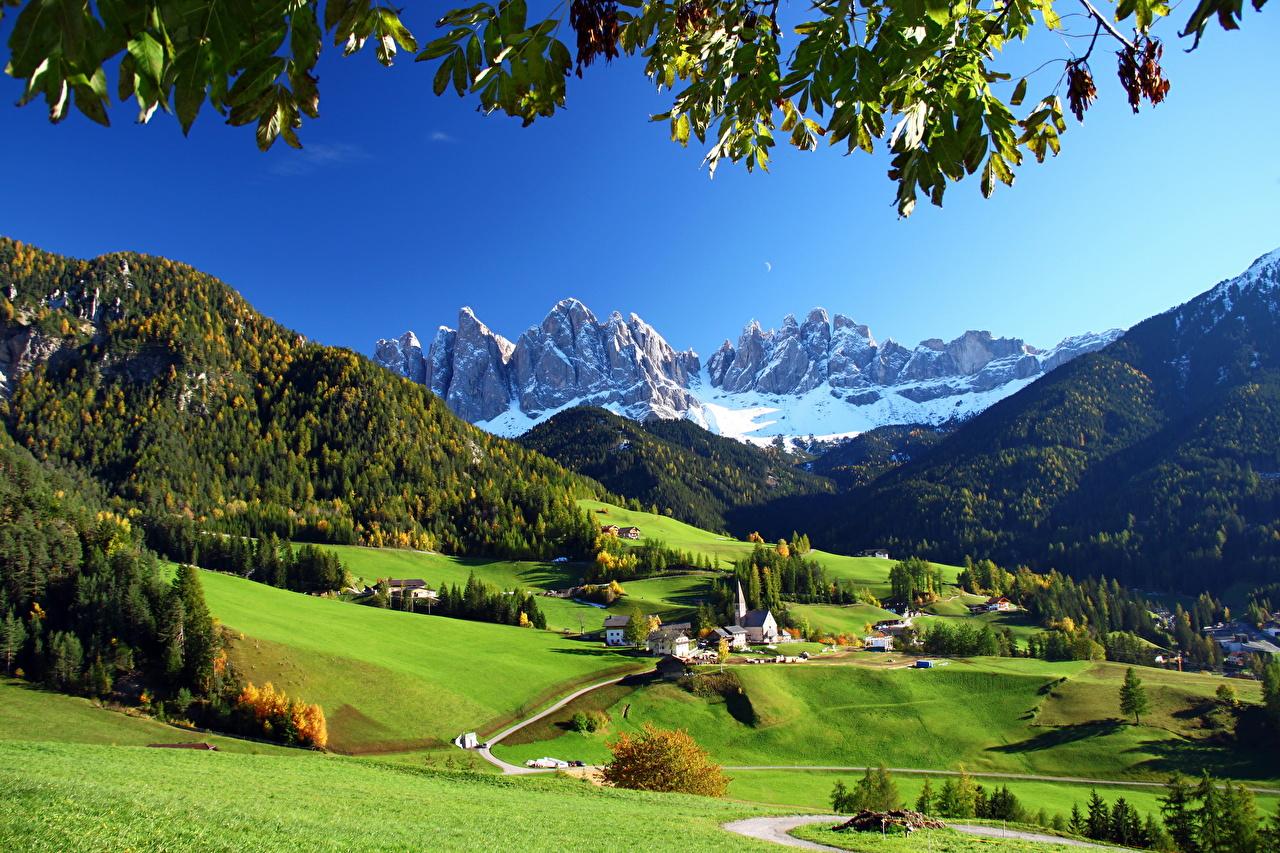 Photos Italy Funes Nature mountain Meadow Scenery