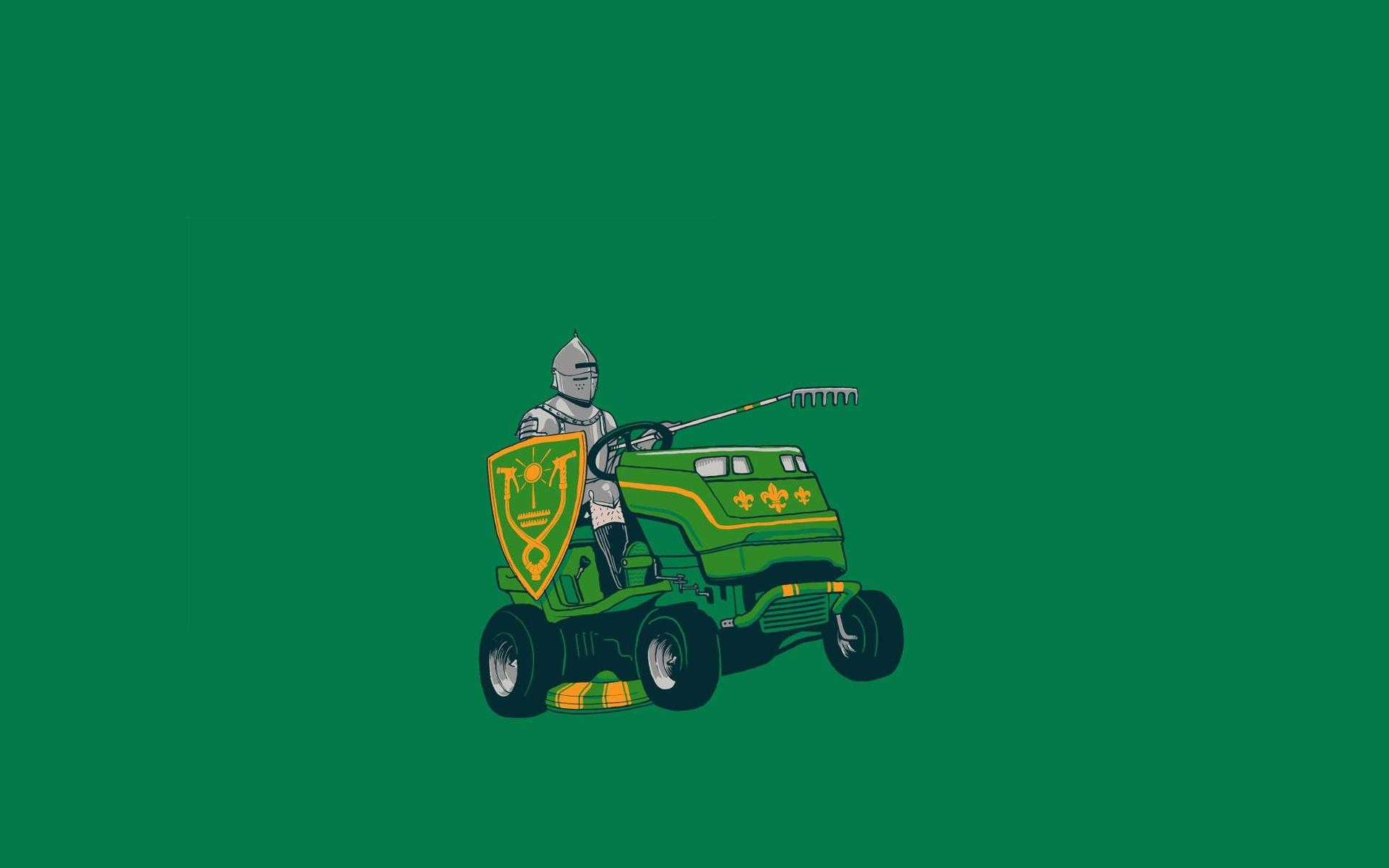 Funny Knight Riding Lawn Mower Wallpaperx1200