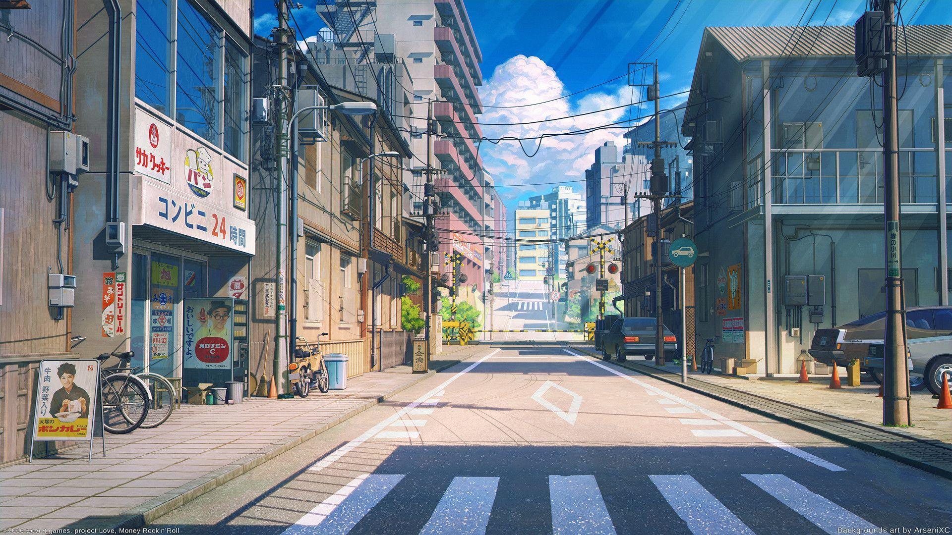 Arseniy Chebynkin is a freelance artist from Russia. If you're wondering what the street. Anime scenery wallpaper, Anime background wallpaper, Anime scenery