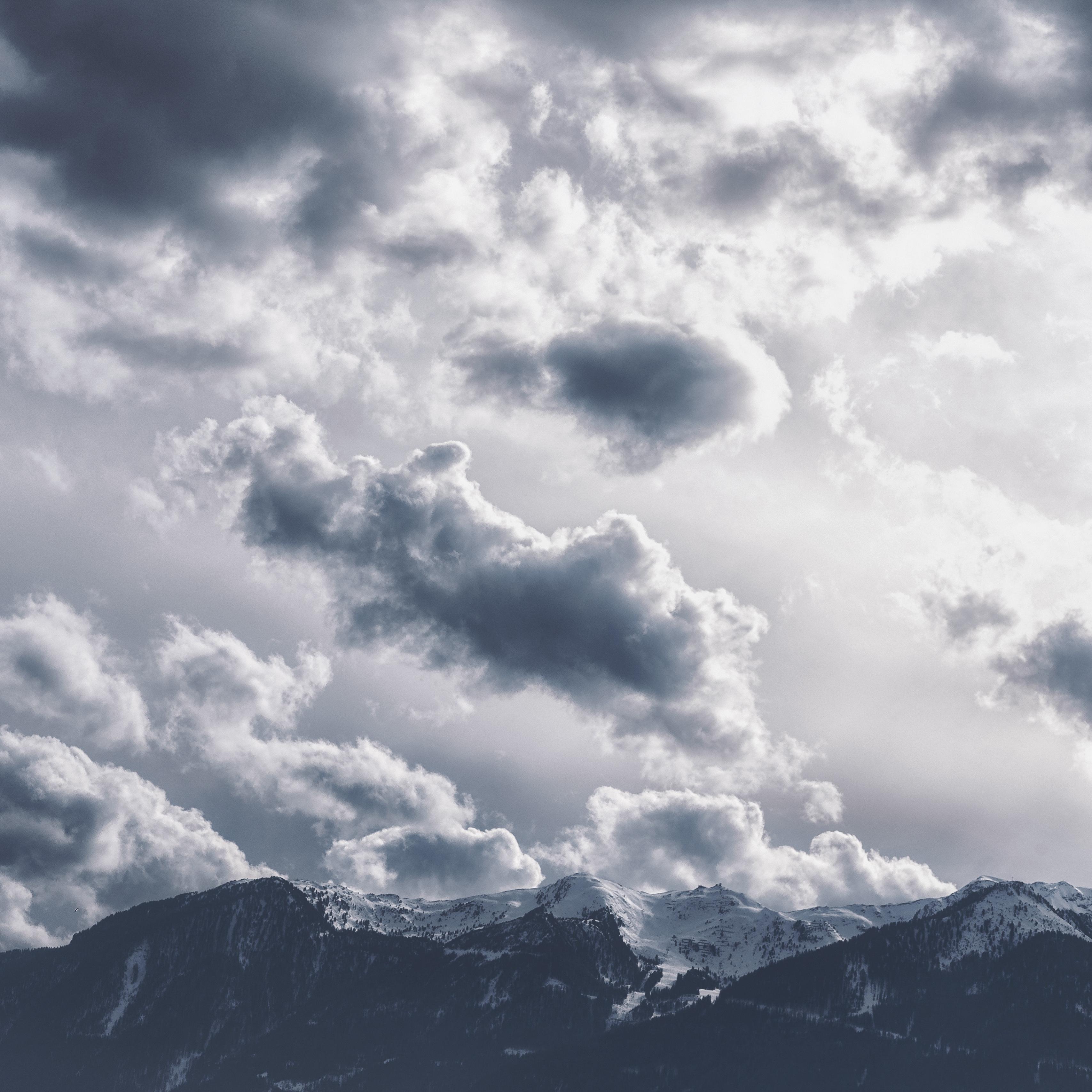 Download wallpaper 3415x3415 mountains, clouds, peaks ipad