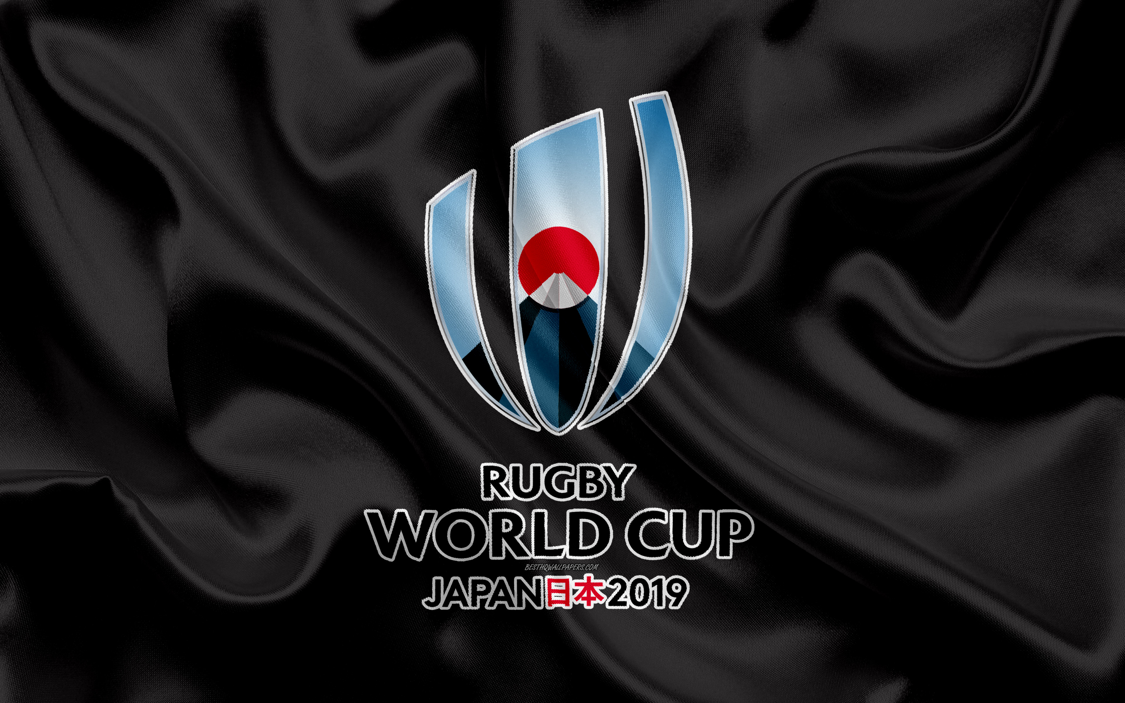 Download wallpaper 2019 Rugby World Cup, logo, 4k, silk