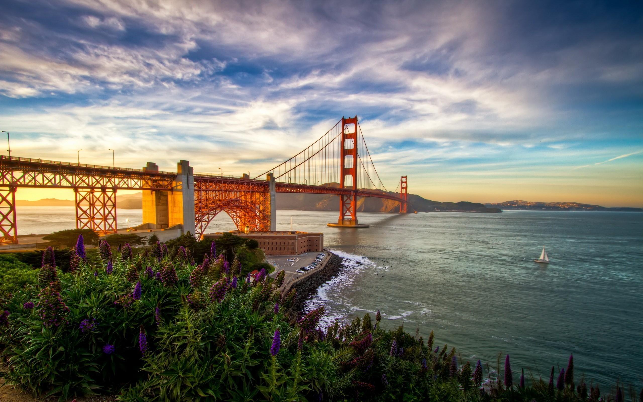 Download 2560x1600 San Francisco, Golden Gate Bridge, Clouds