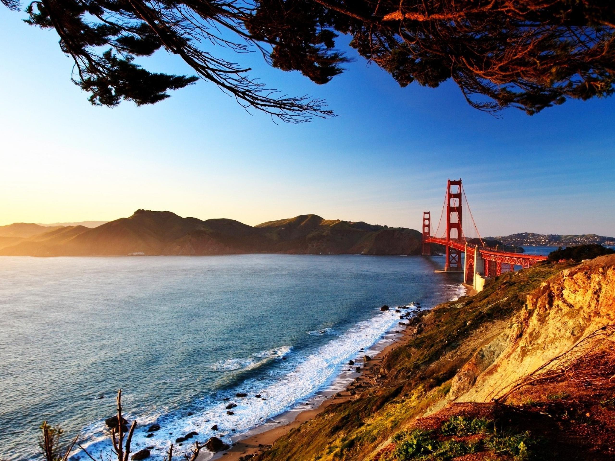 Water Landscapes Nature Sun Bridges Golden Gate Bridge San