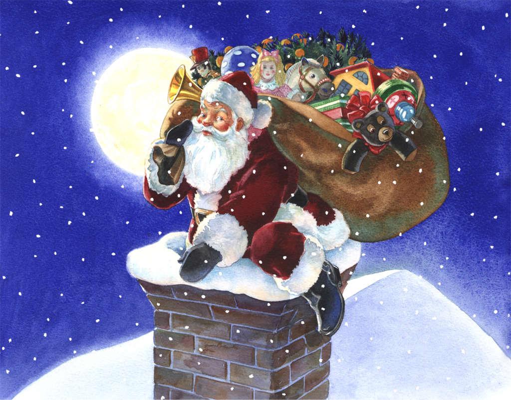 Santa Stuck up in the Chimney Wallpaper