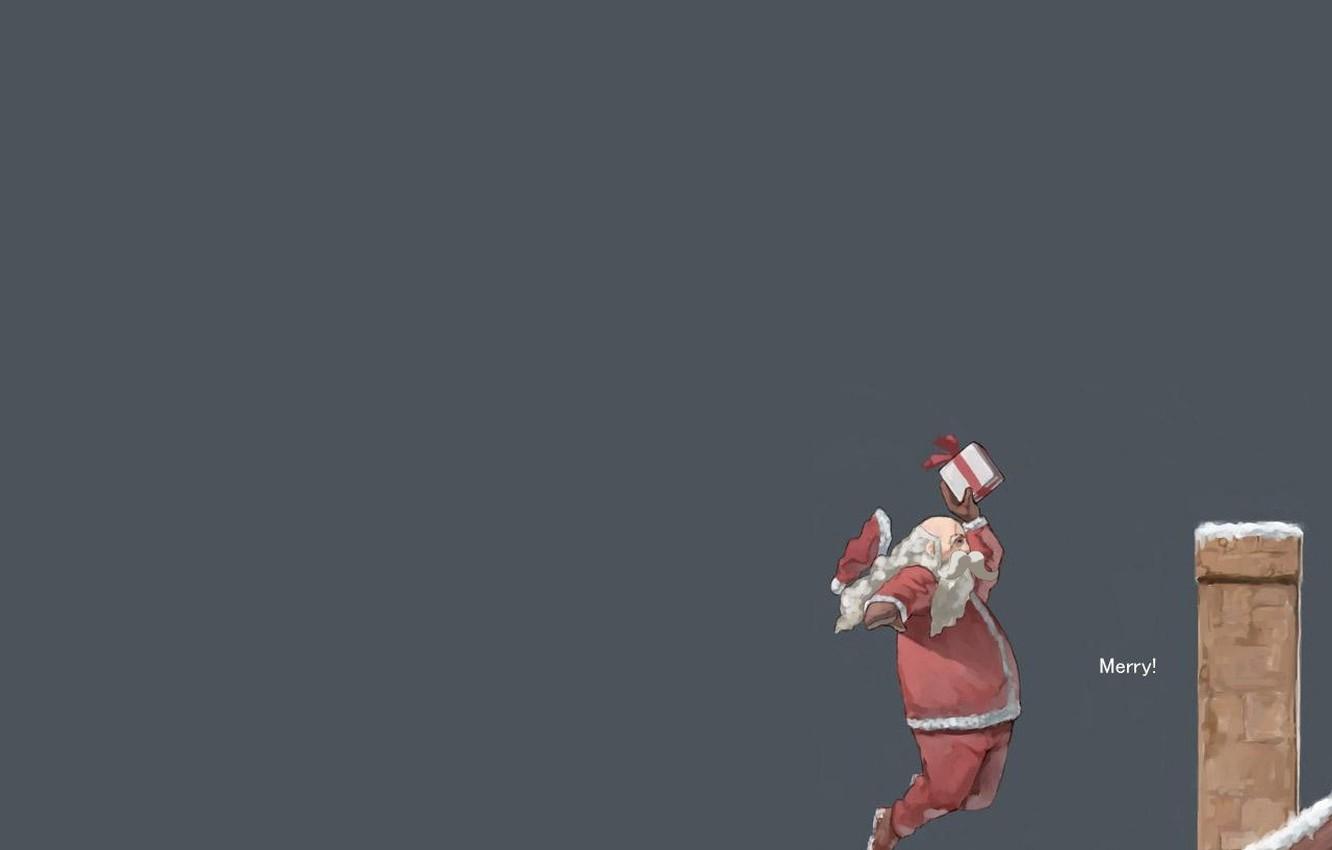 Wallpaper gift, basketball, Santa Claus, dunk, merry