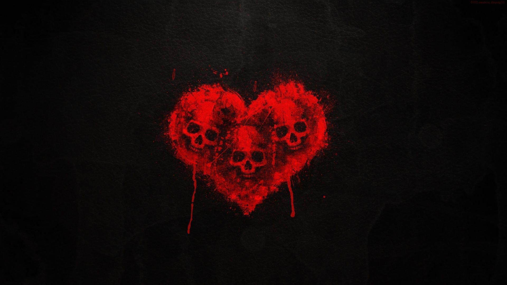 skull, Heart, , Art, Dark, Red Wallpaper HD / Desktop