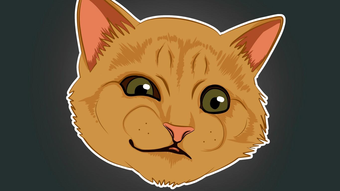 Download wallpaper 1366x768 cat, emotions, funny, art, meme