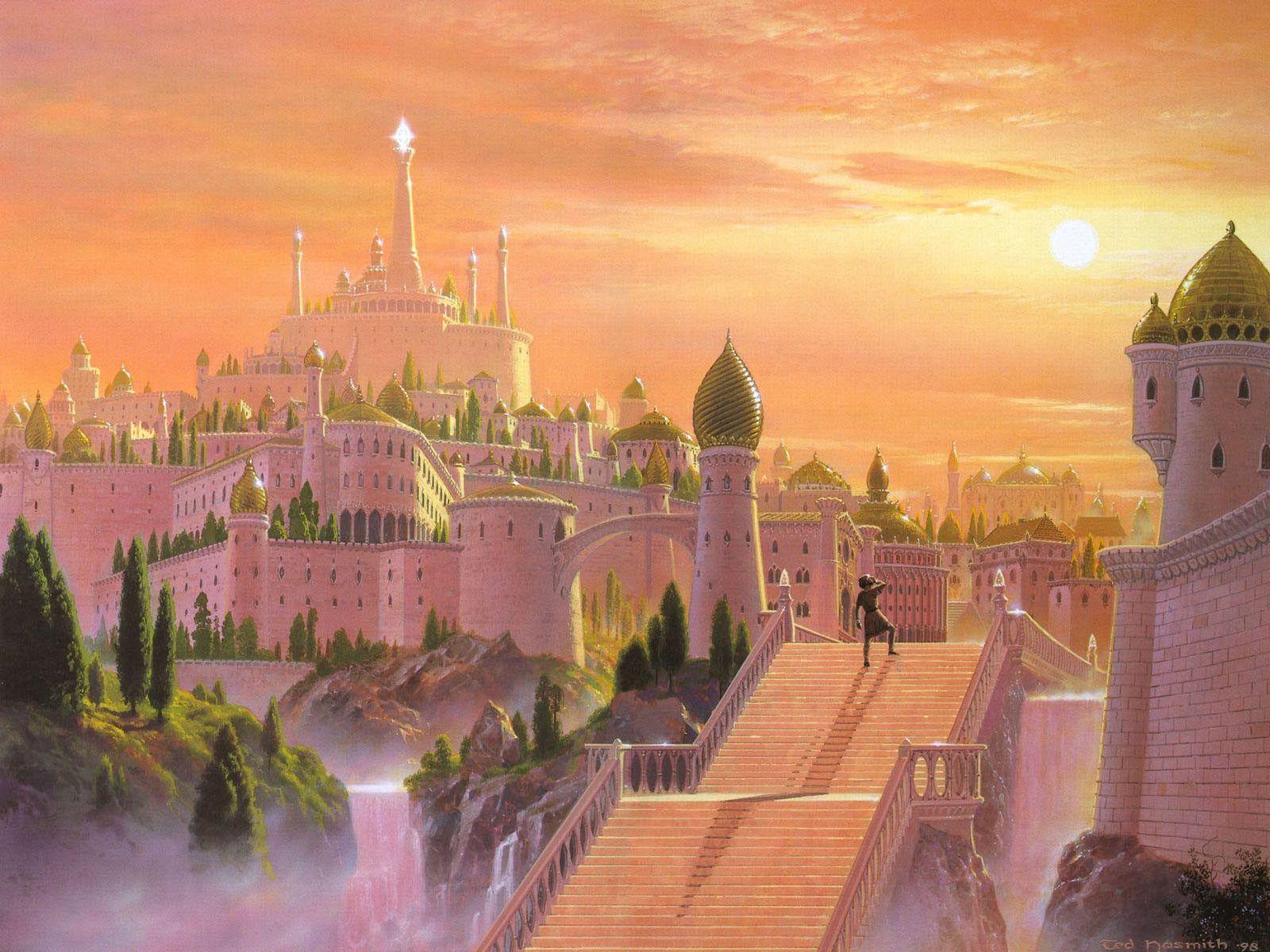 Background full. Fairytale castle, for your desktop wallpaper