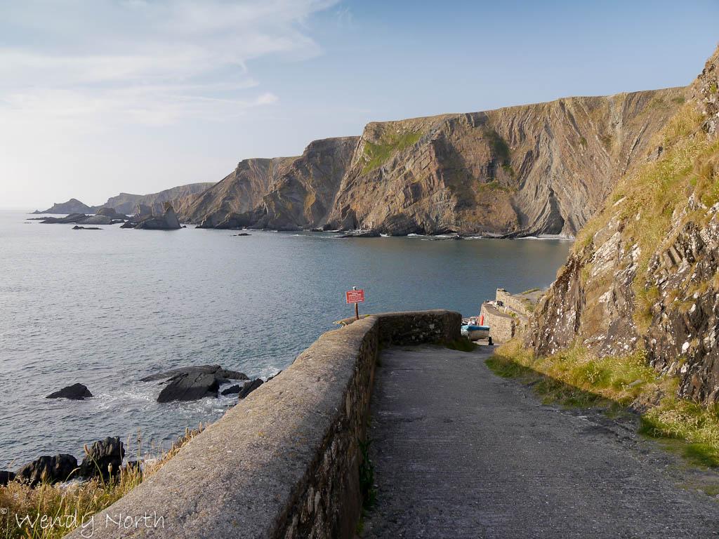 Hartland Quay. Unusual rock formations in the cliffs