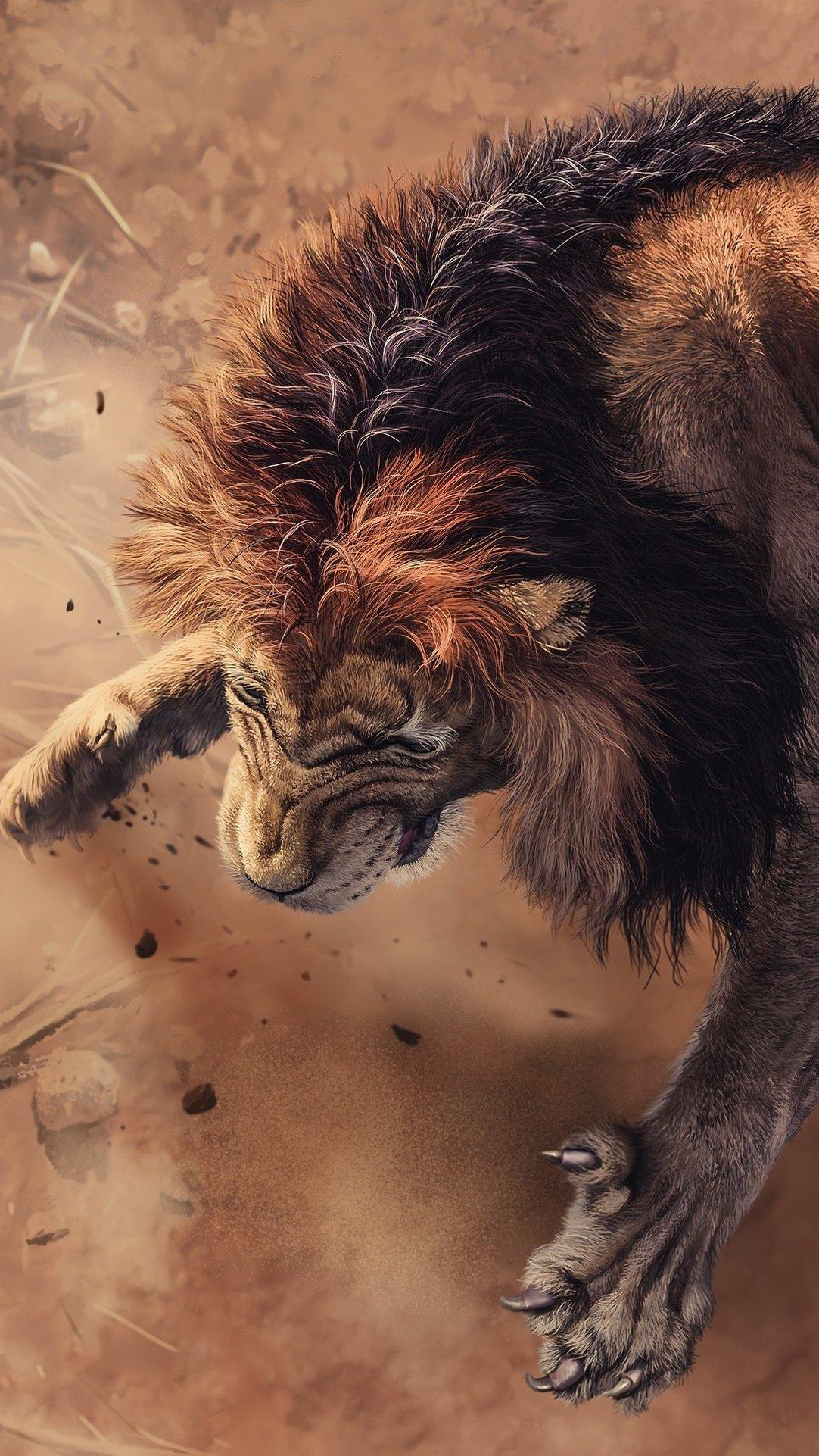 Angry Lion Wallpaper ID on Animals Wallpaper