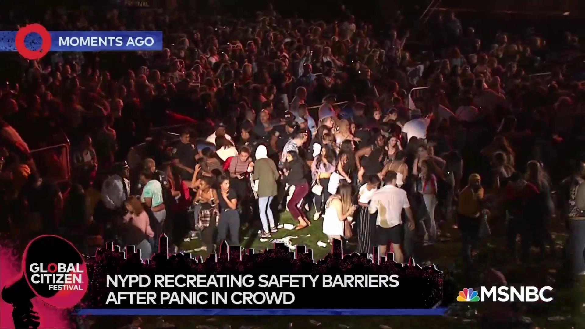 Barrier falls scaring crowd at Global Citizen Festival
