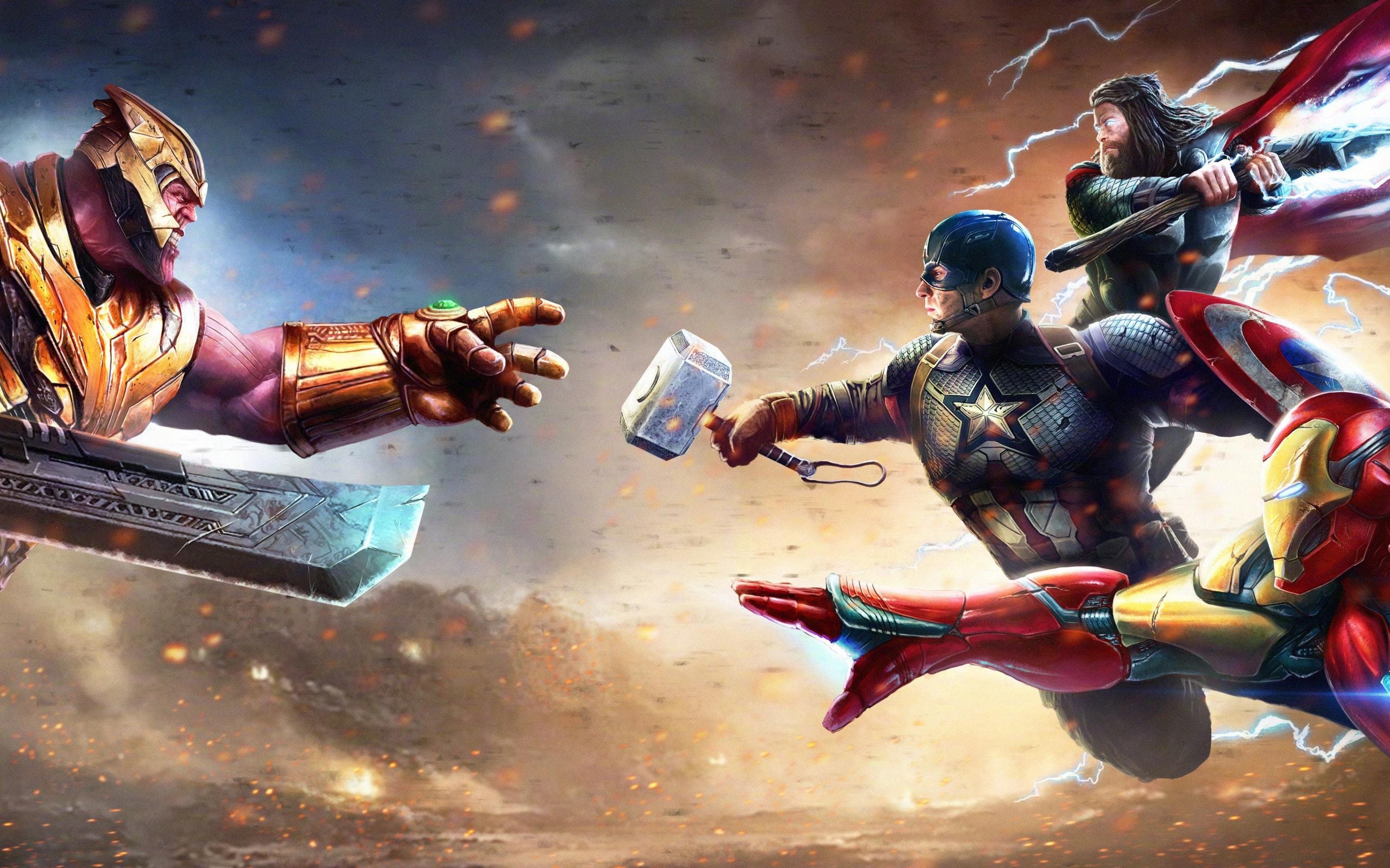 Captain America, Iron Man, Thanos, Thor Wallpaper