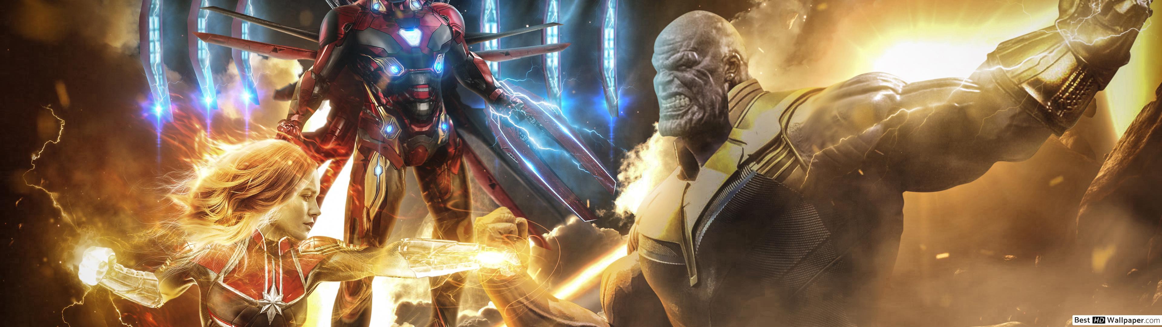 Endgame vs Iron man and Captain marvel HD wallpaper