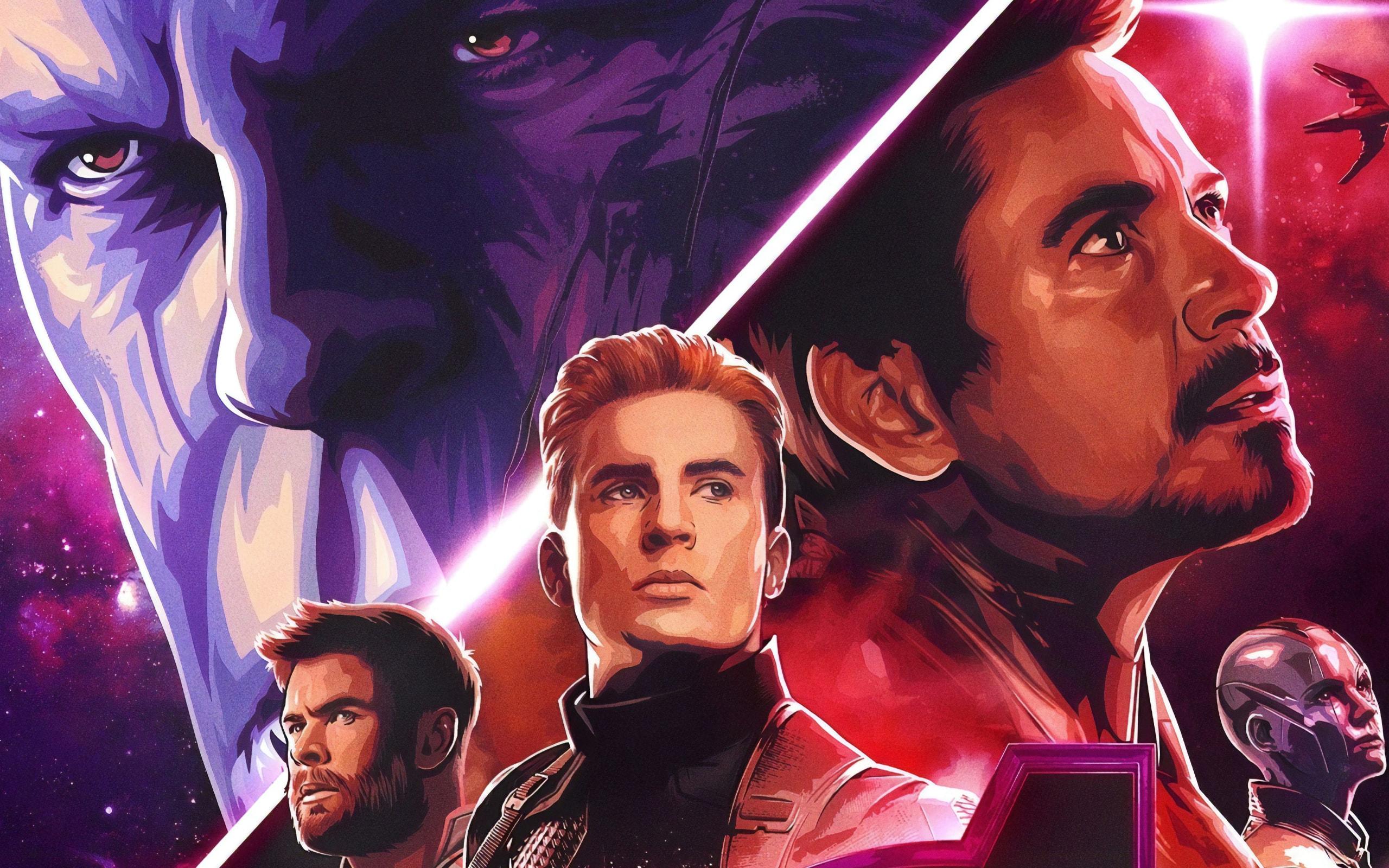 Wallpaper of Captain America, Iron Man, Nebula, Thanos, Thor