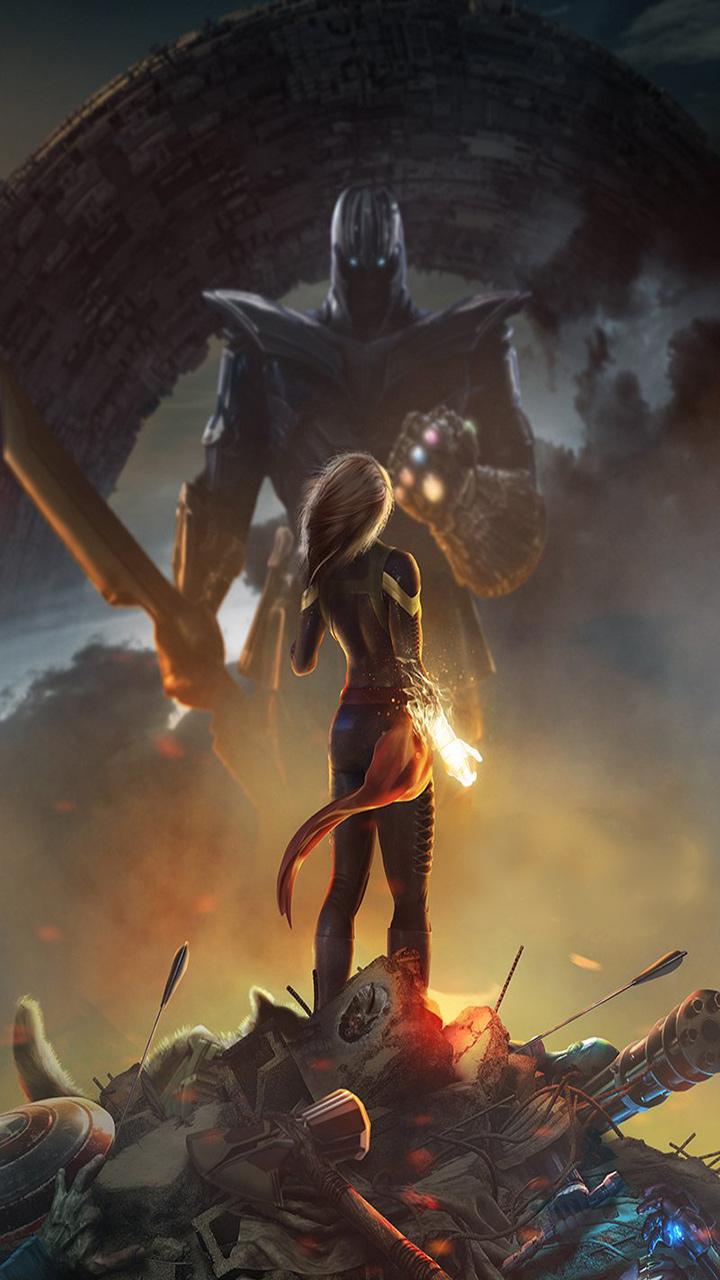 Captain Marvel Vs Thanos Wallpaper Captain Marvel Vs