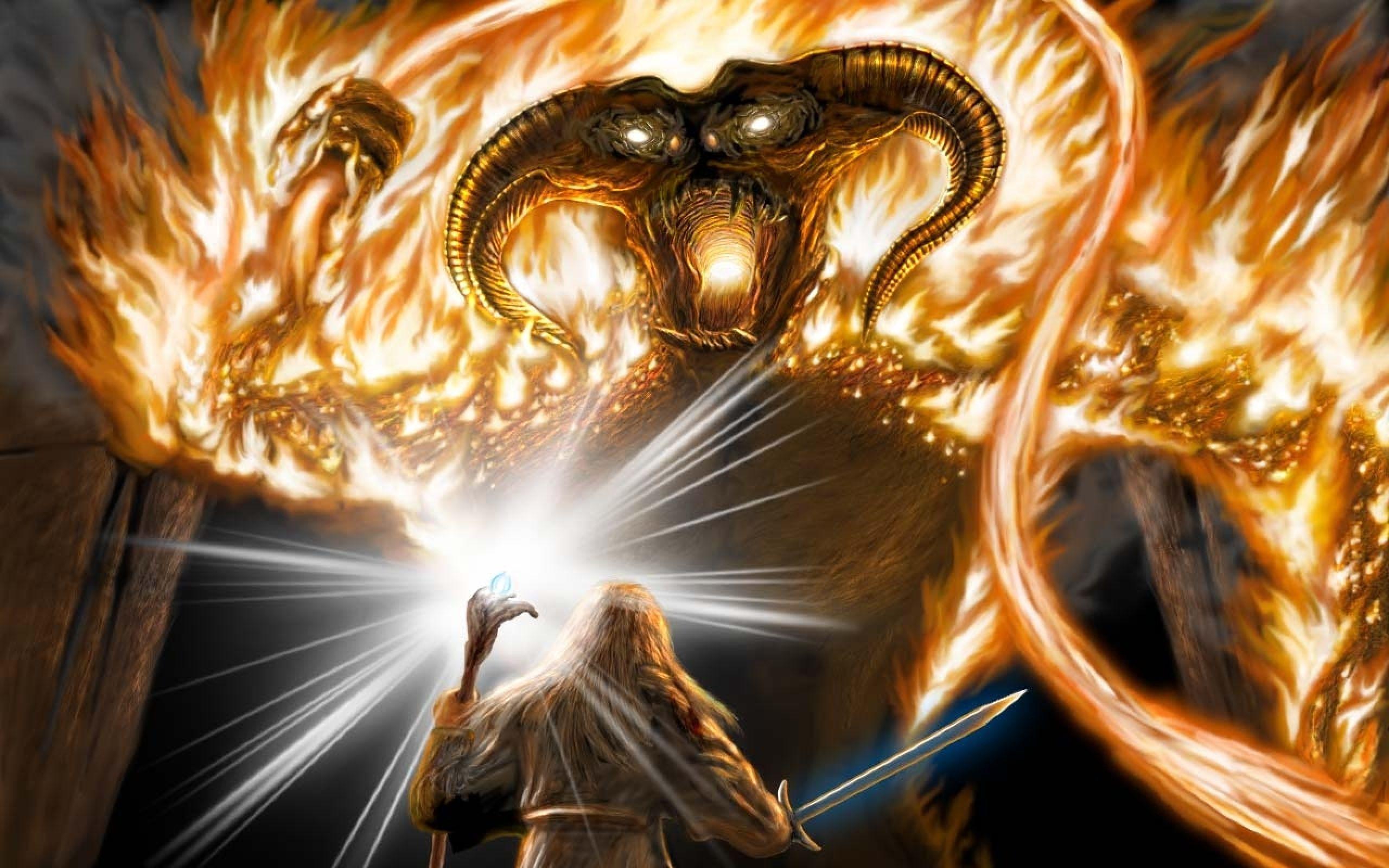 Wallpaper of The Lord of the Rings, Moria, Gandalf, Balrog