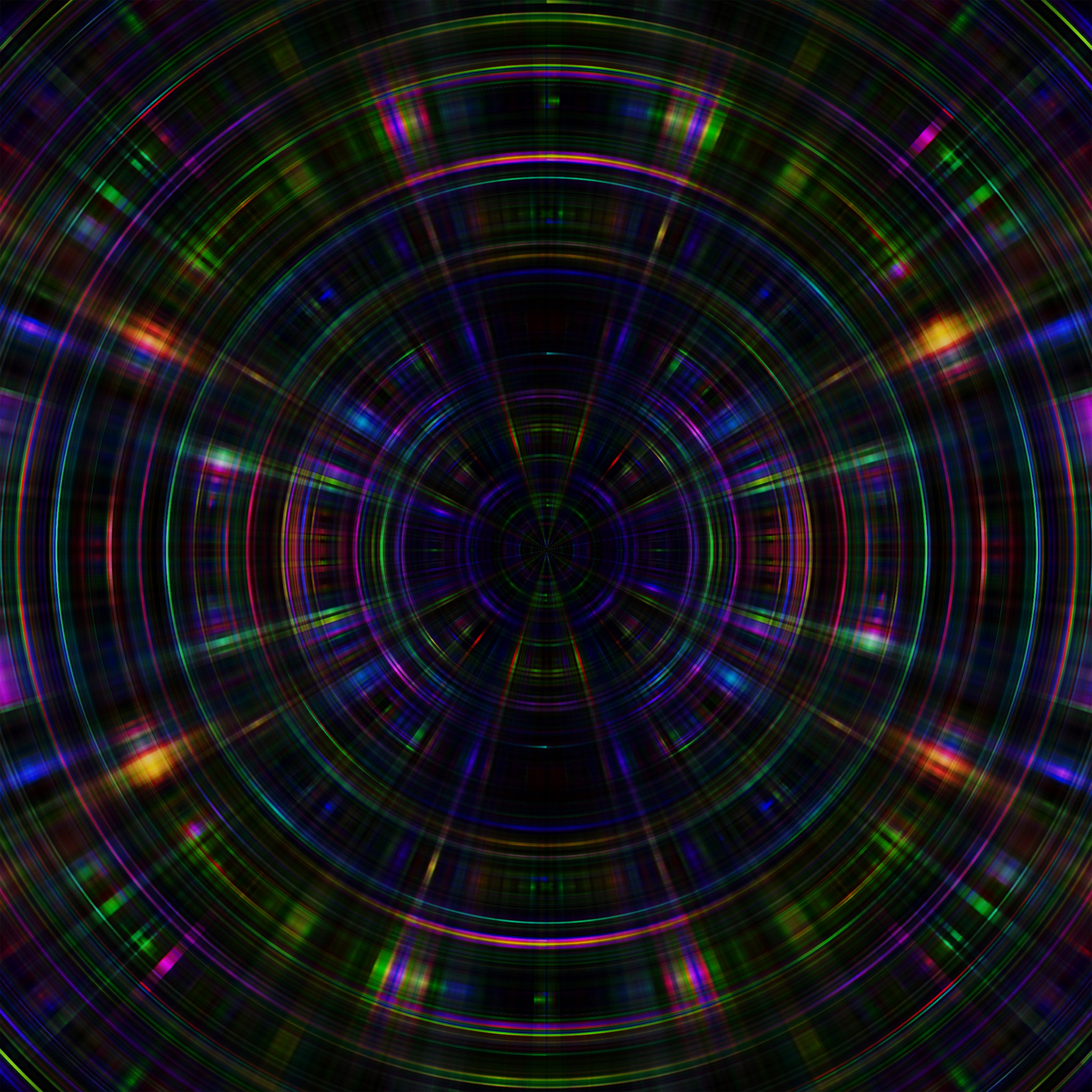 Psychic Color Circle Abstract Dark Rainbow Pattern iPad Air