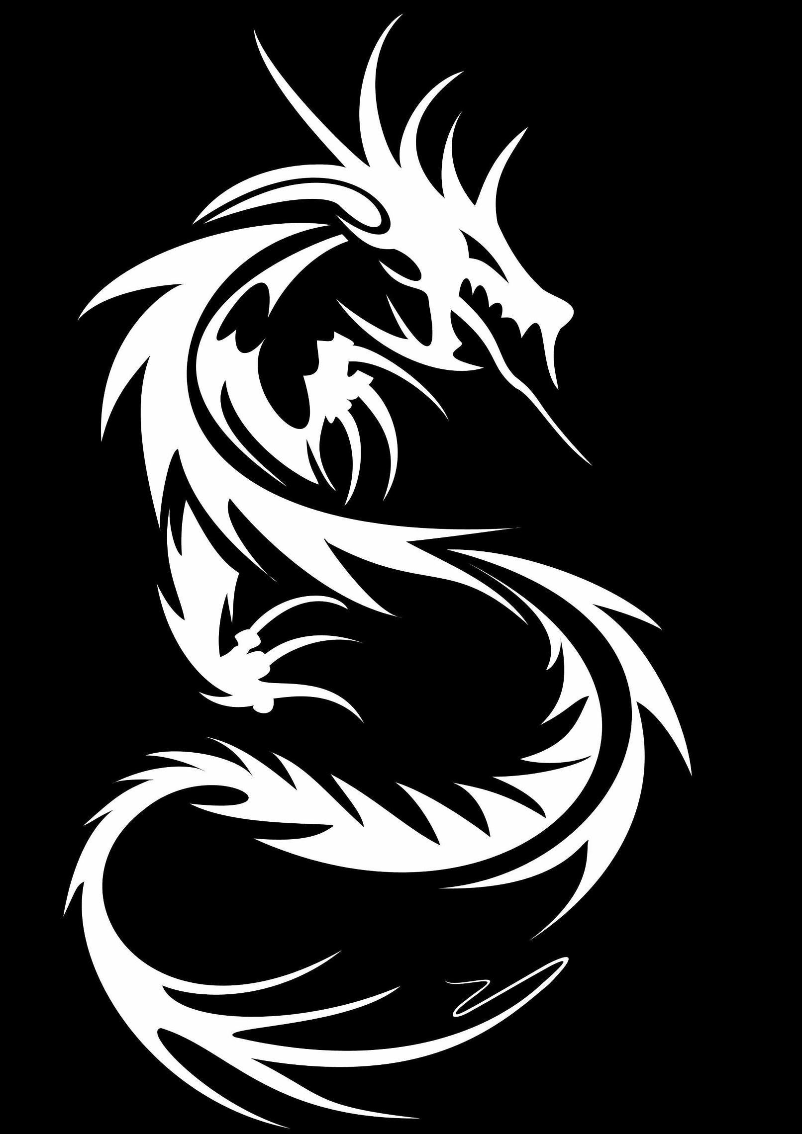 dragon art black and white