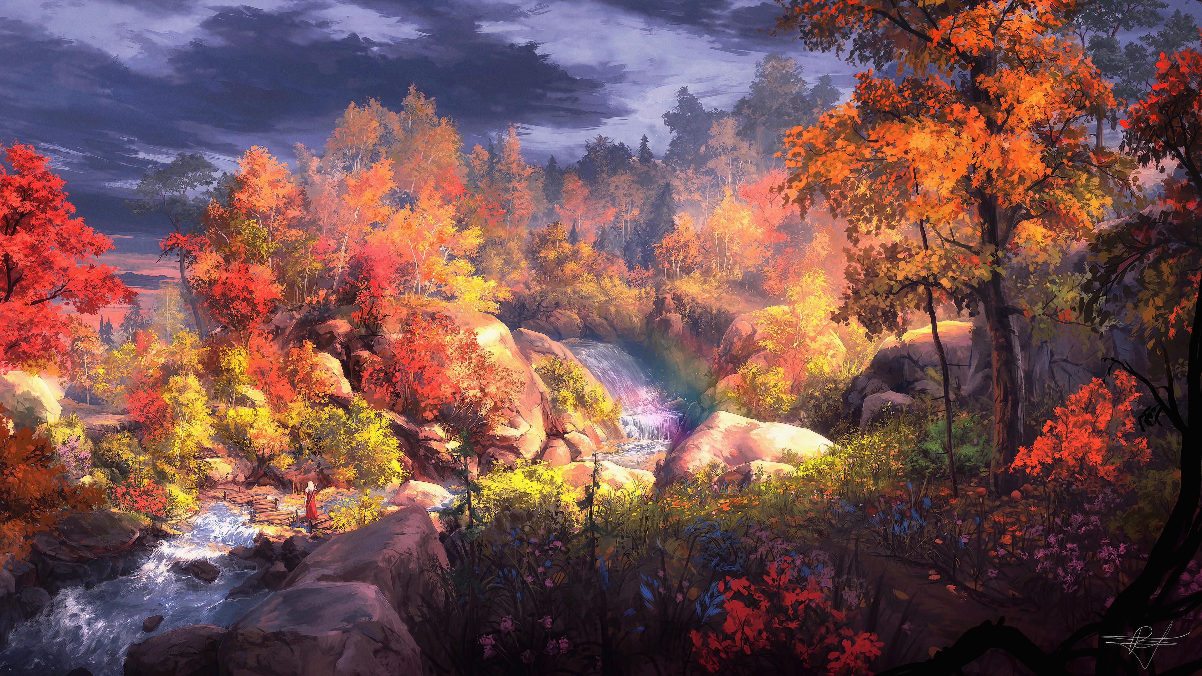 Fantasy Autumn Painting 4k, HD Artist, 4k Wallpaper, Image