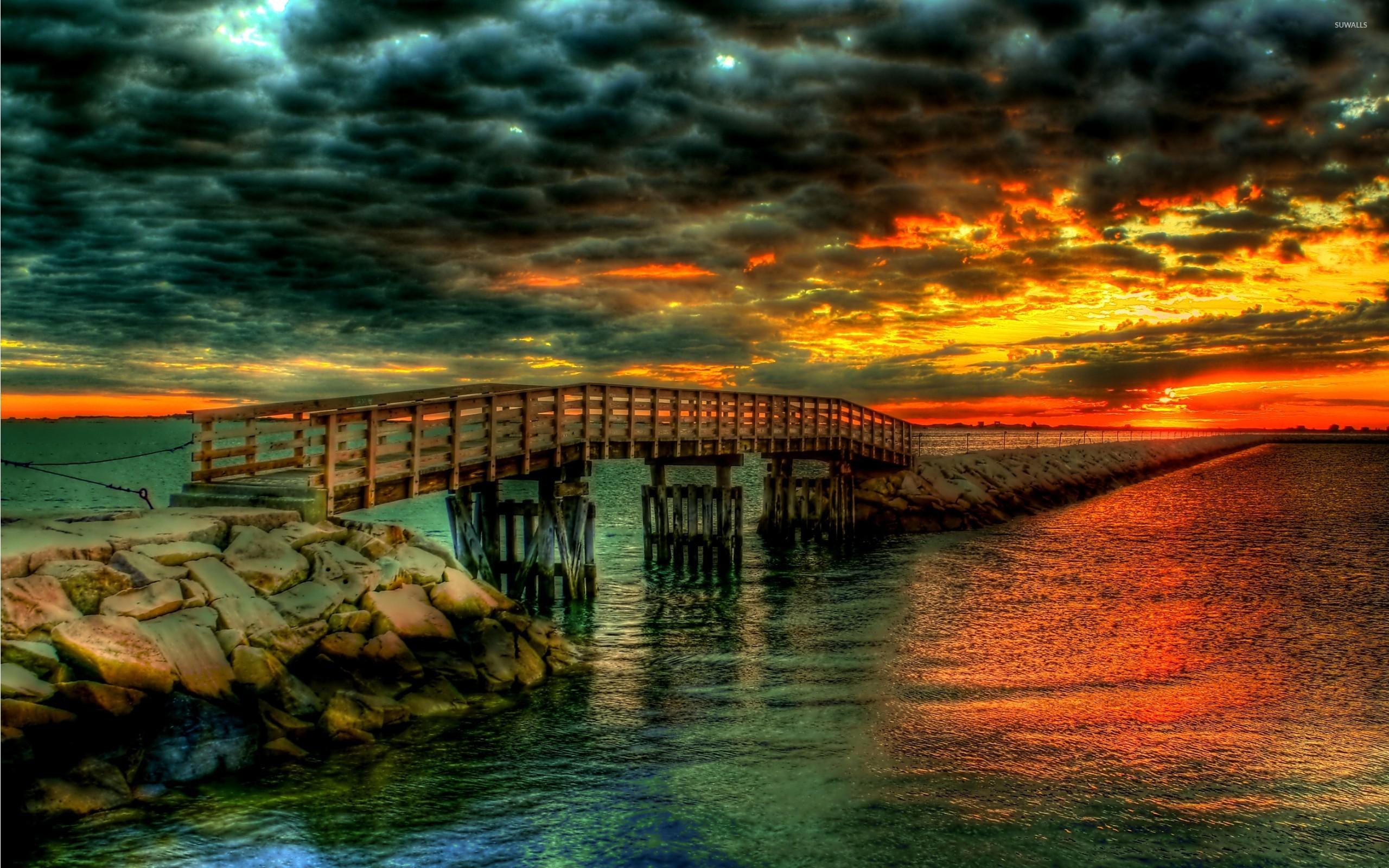 Glorious Sunset over the pier wallpaper wallpaper