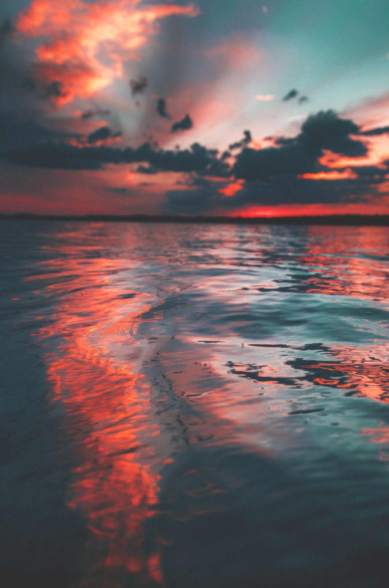 Sunrise Glorious Ocean Red Sunset HD Live Wallpaper