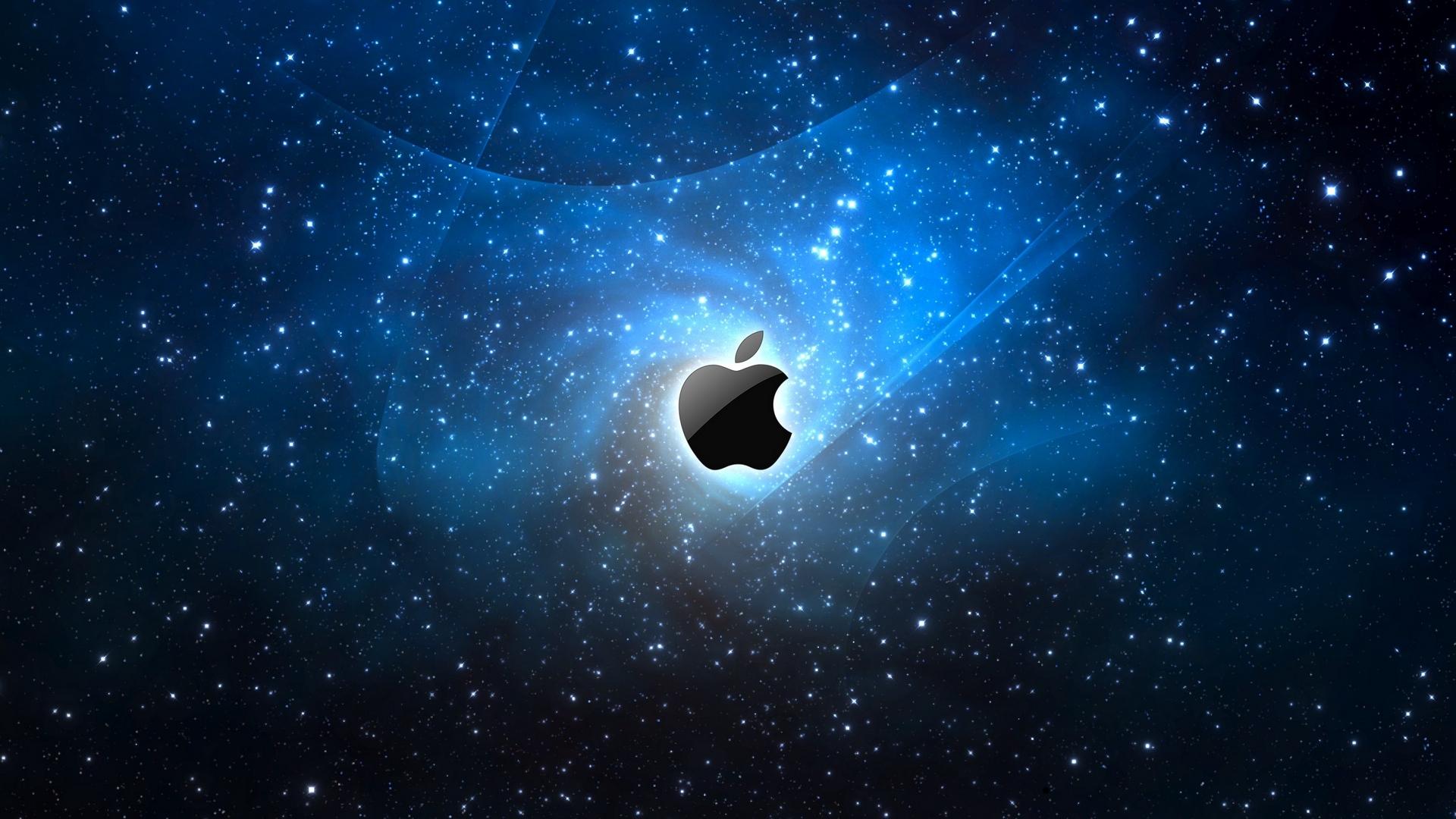 Stars Space and Apple Mac Brand Logo Wallpaper