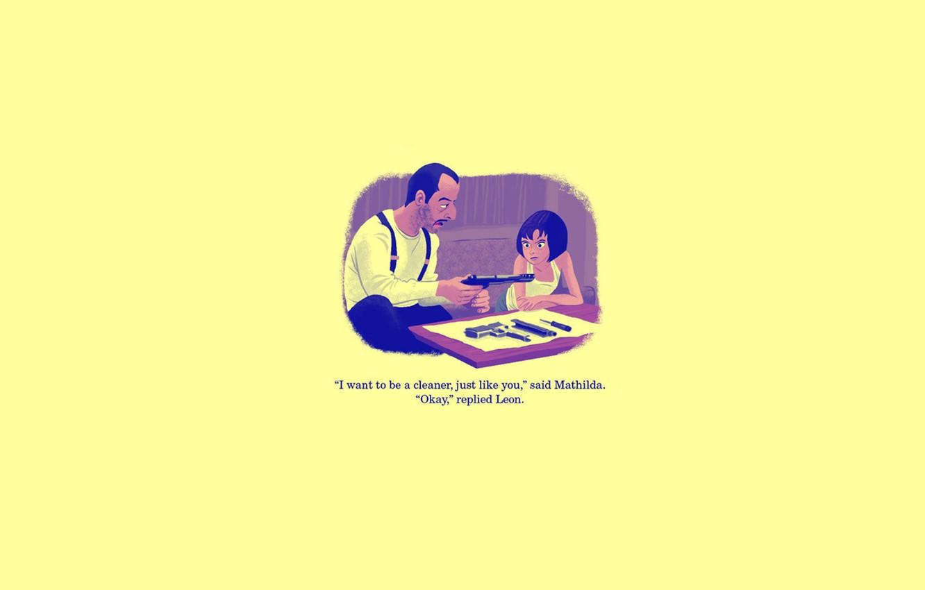 Wallpaper Leon, The film, yellow background, Matilda image
