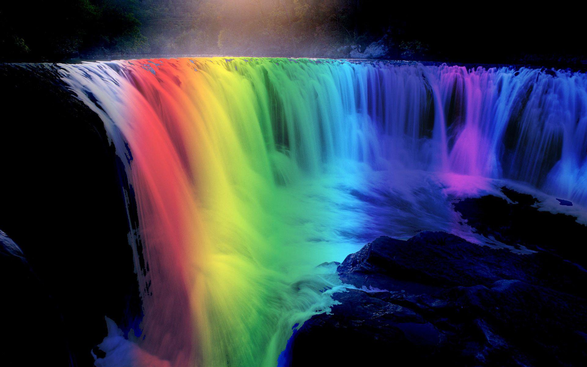 Waterfall And Rainbow Image For Desktop Wallpaper 1920 x