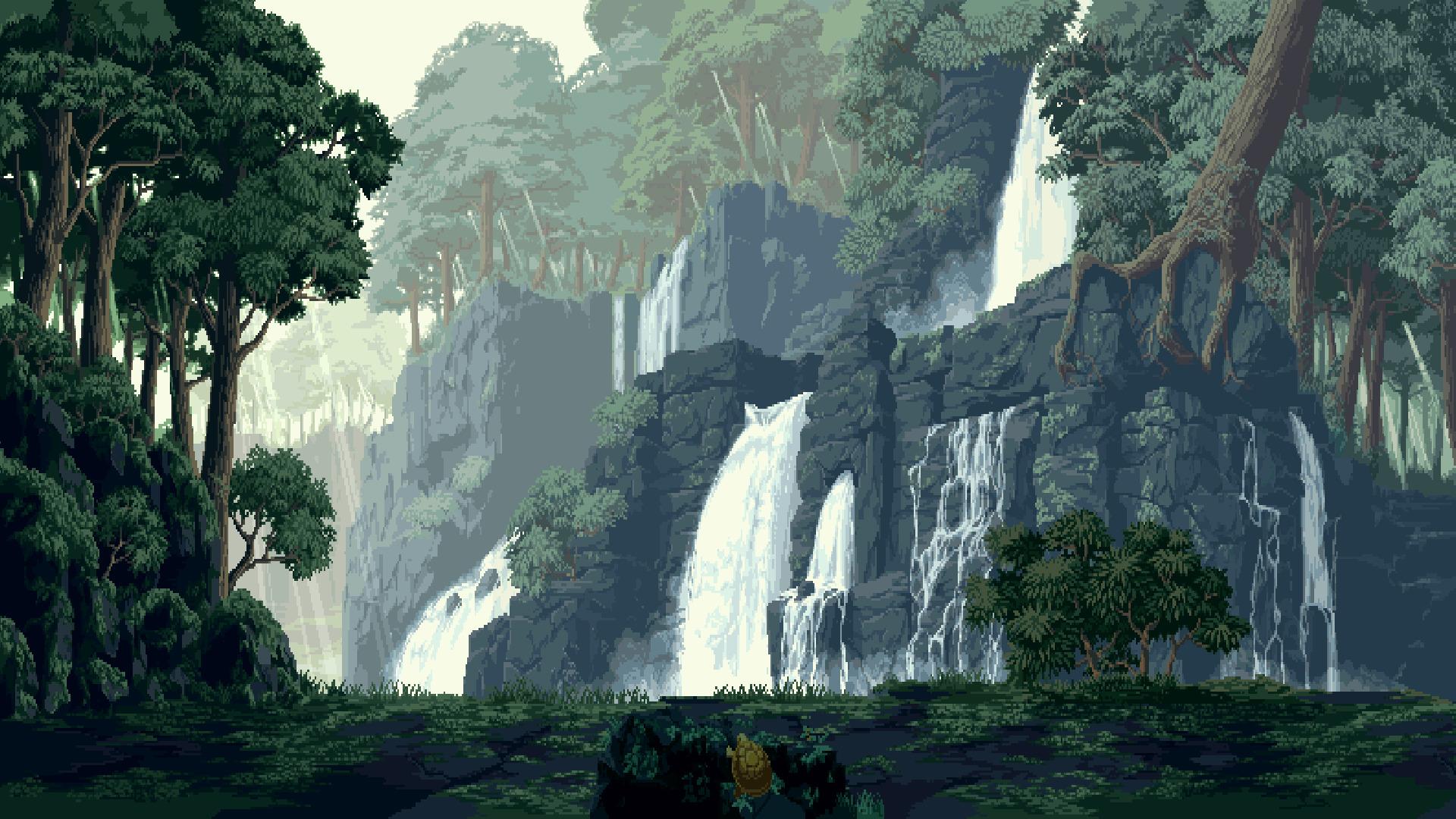1920x1080 landscape pixel art rainforest wallpaper