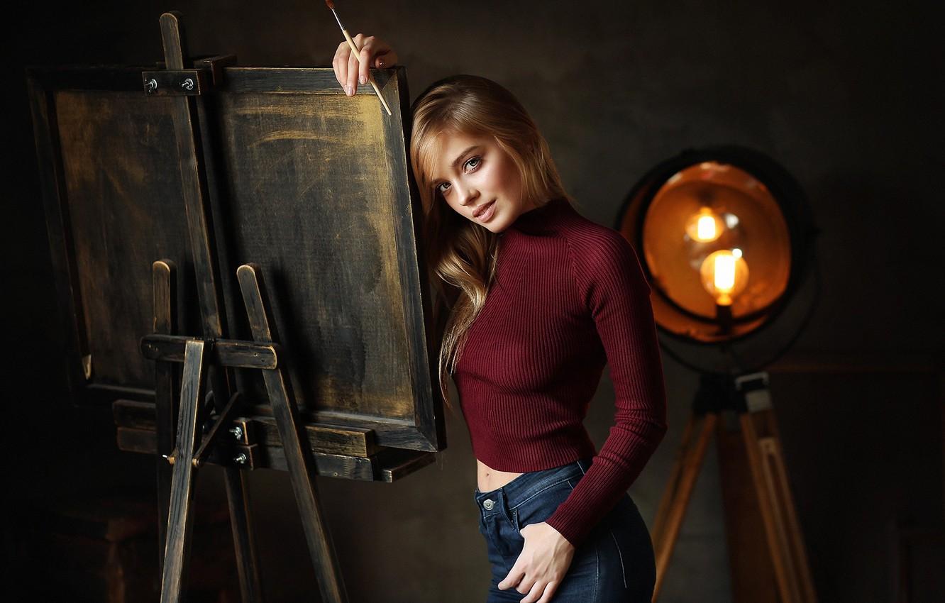 Wallpaper girl, easel, Katerina, Dmitry Arhar image
