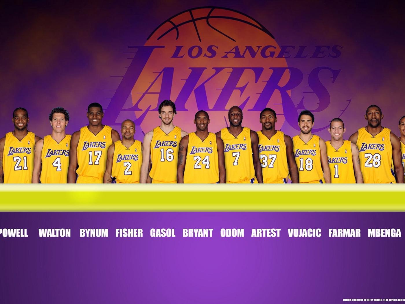 Download wallpaper 1400x1050 team, players, lakers