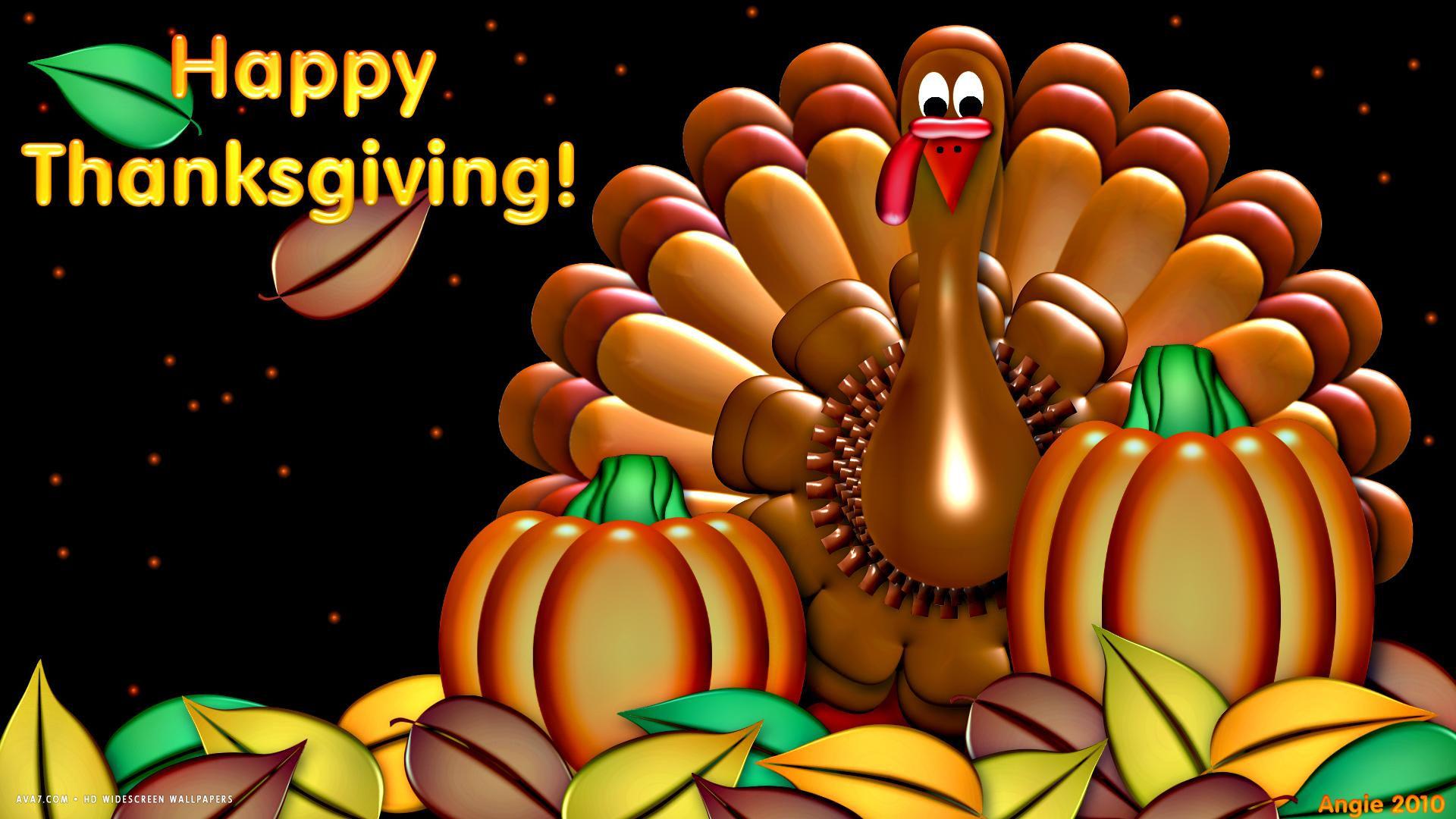 happy thanksgiving turkey pumpkin artistic holiday HD widescreen wallpaper / holidays background