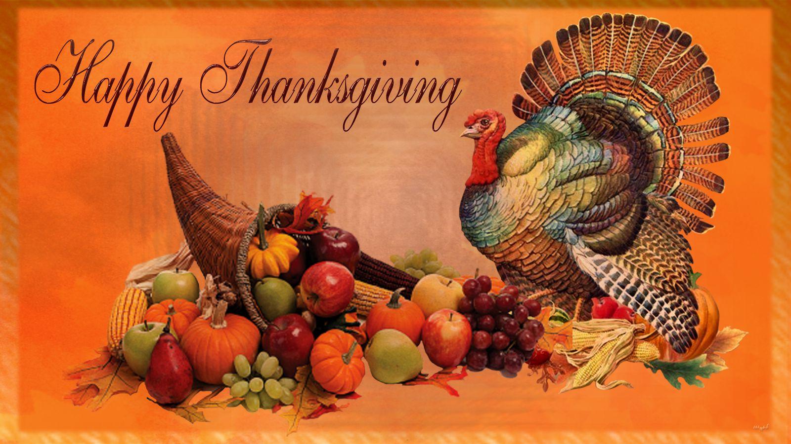 Best Happy Thanksgiving Day Pumpkin Turkey Feast HD Wallpaper