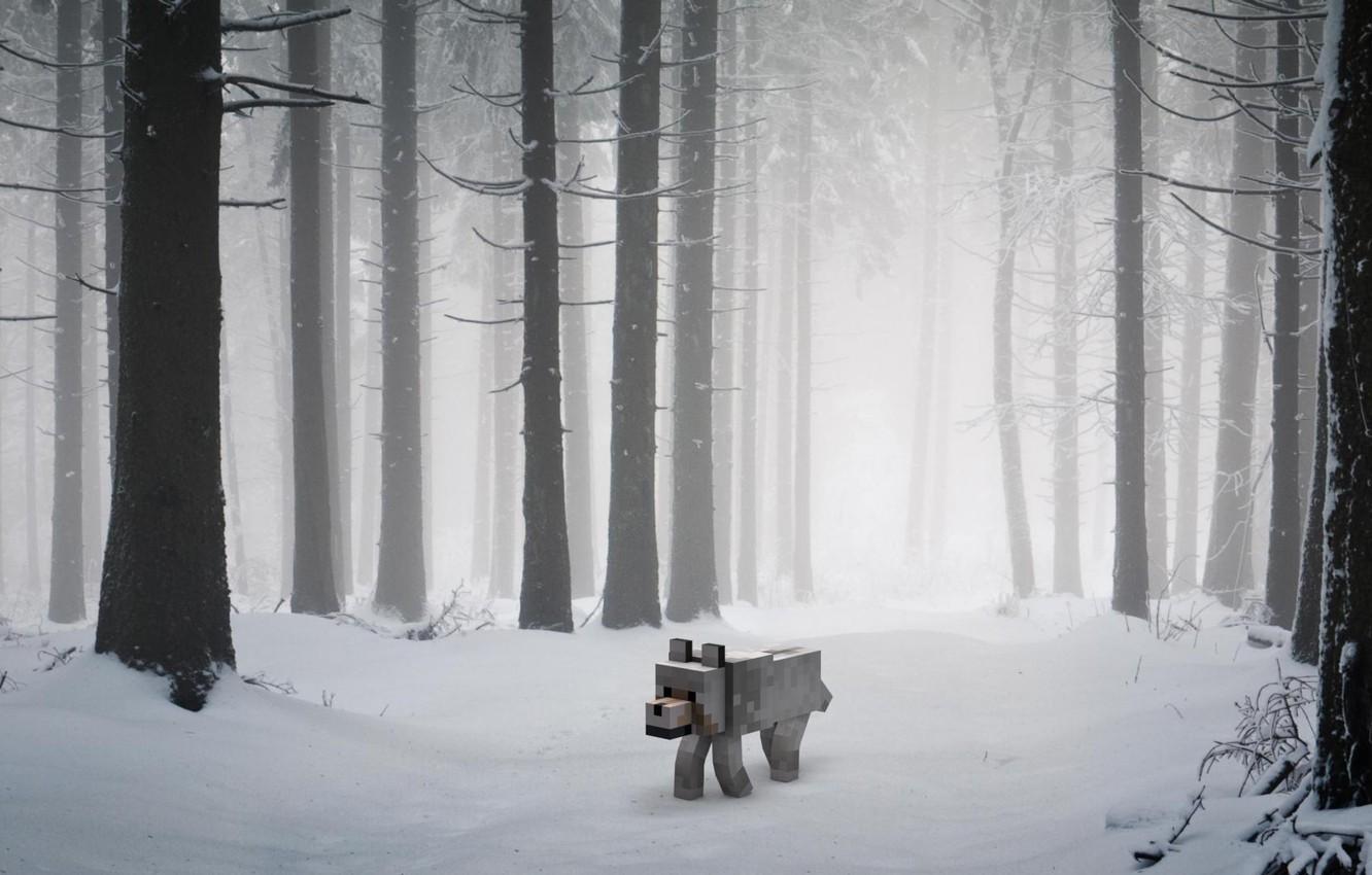 Wallpaper dog, minecraft, snow. image for desktop, section
