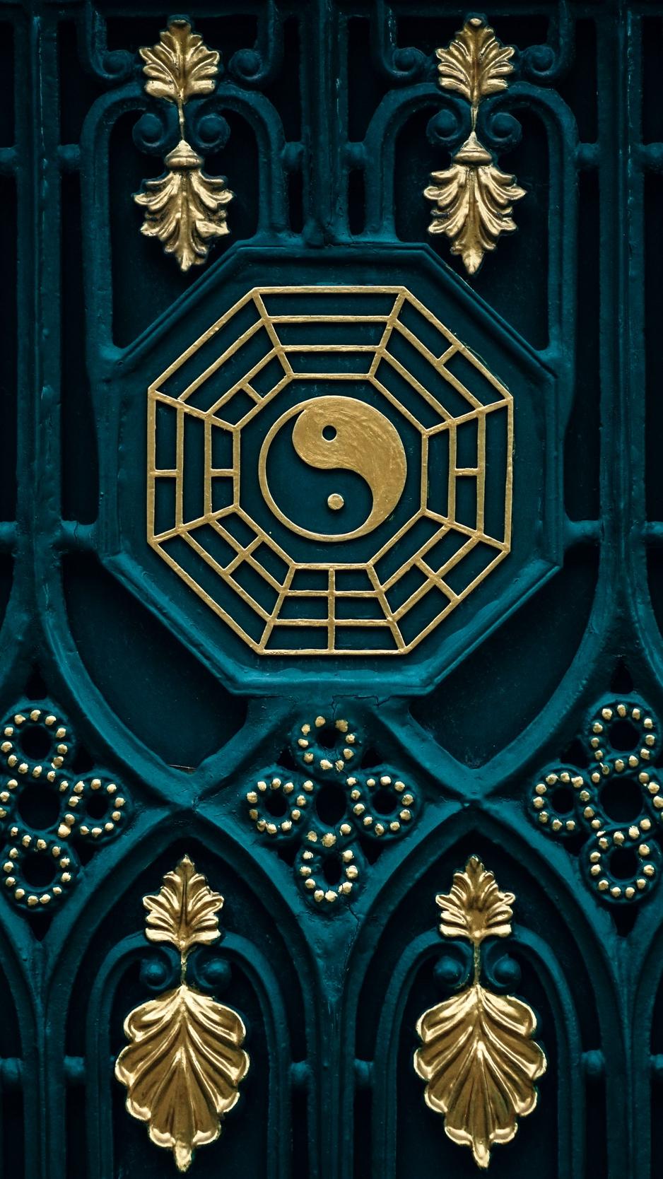 Download wallpaper 938x1668 yin yang, buddhism, element