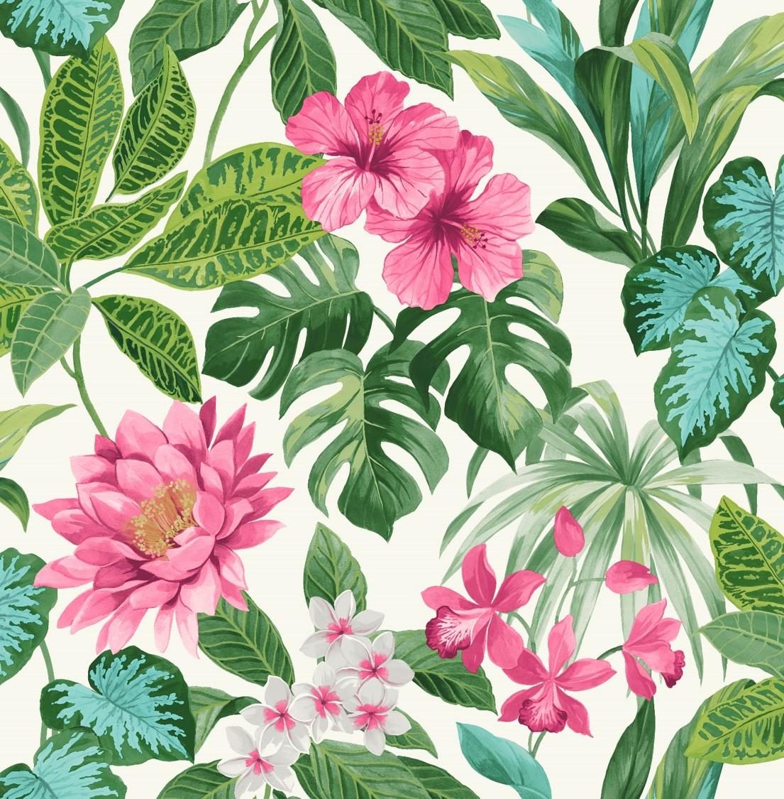 Fine Decor Tropica Rainforest Green Pink Palm Leaf Floral Wallpaper FD42474