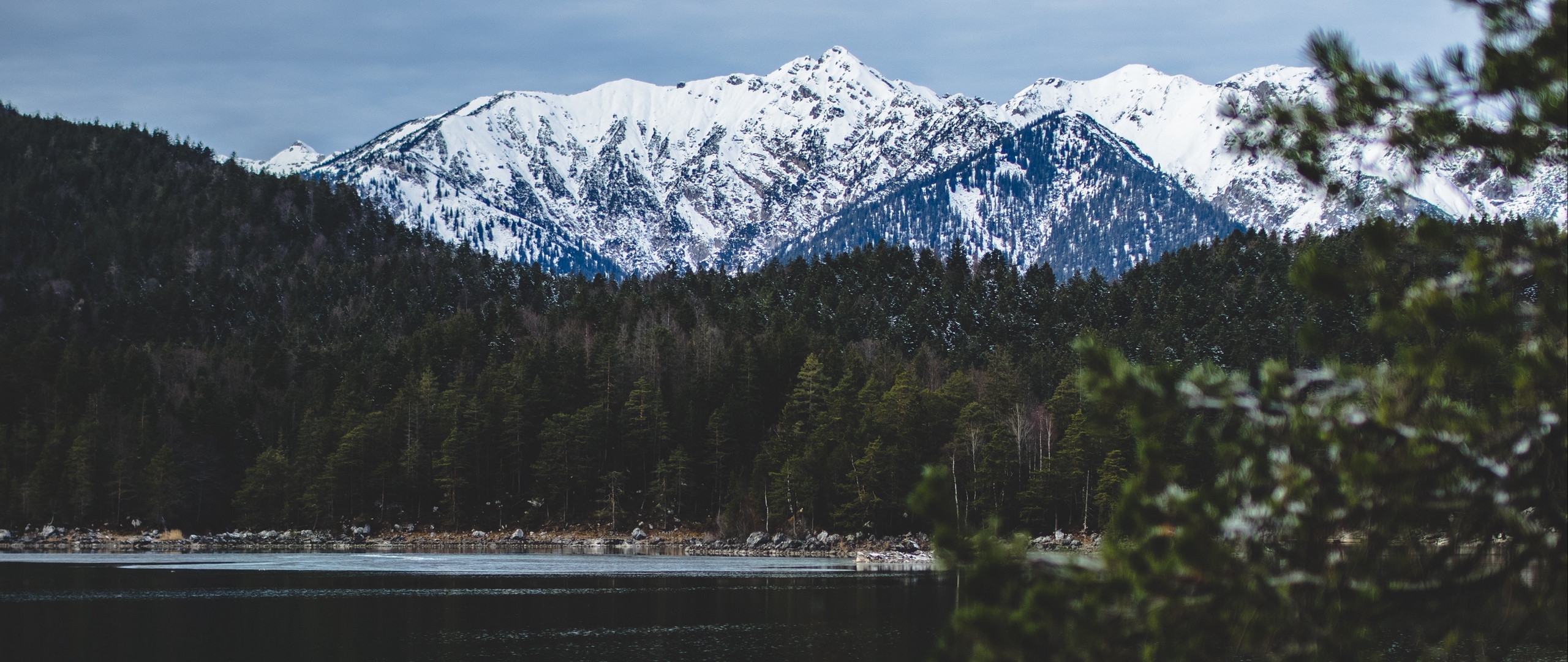 Download wallpaper 2560x1080 lake, mountains, landscape