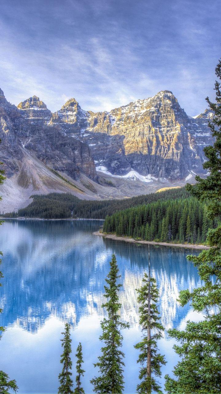 Download Wallpaper 720x1280 Moraine lake, Alberta, Canada