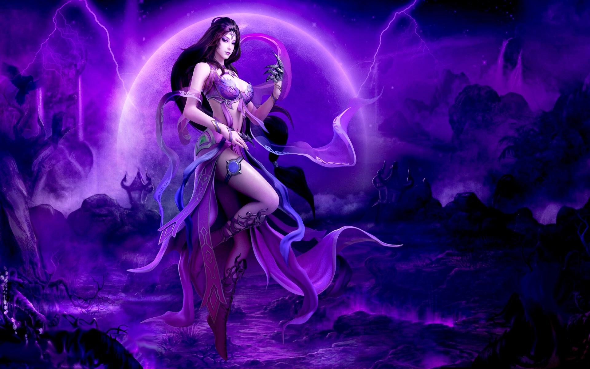 Beautiful angel in purple shine heaven. HD Wallpaper Rocks