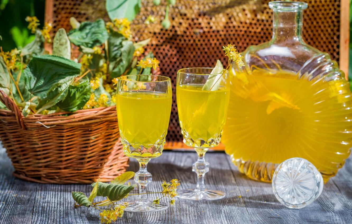 Wallpaper basket, drink, decanter, lime color, infusion