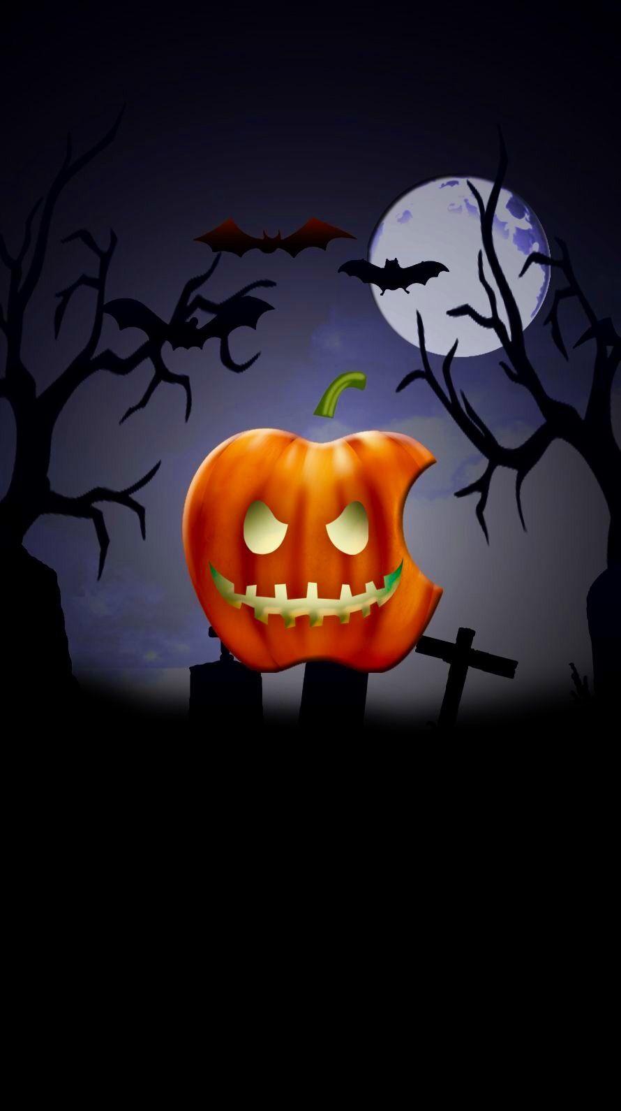 Jack o' Lantern Apple. Halloween wallpaper, Android wallpaper, Apple logo wallpaper iphone