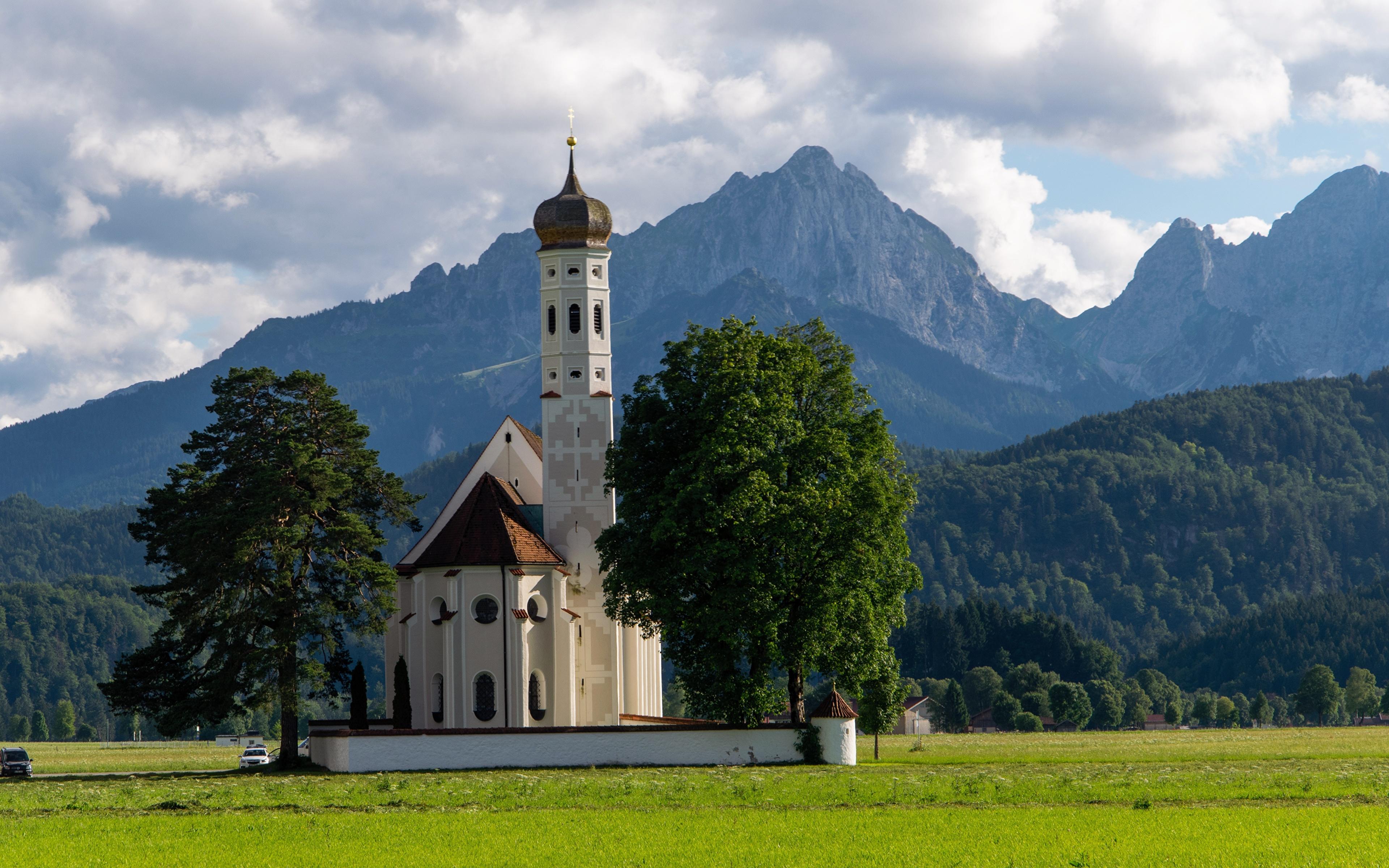 Desktop Wallpaper Church Alps Austria Nature Mountains