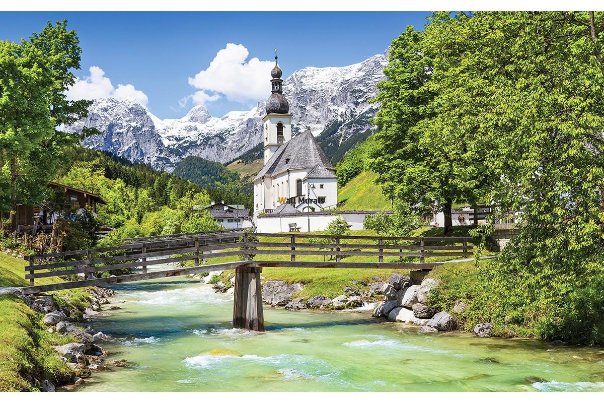 Wallpaper mural Alps beautiful mountain view and church