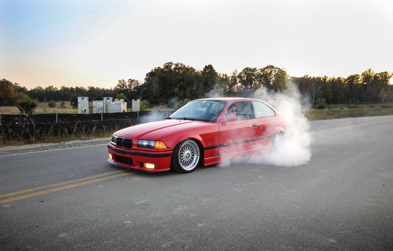 Wallpaper tuning, bmw, BMW, red, wheels, drift, smoke